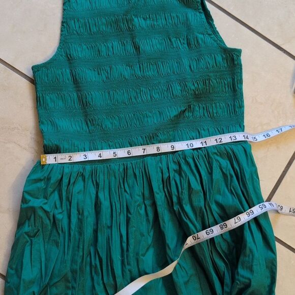 NWT Madewell Dress Melody Bubble-Hem Smocked Midi Poplin Verdant Green Size M - Picture 9 of 16